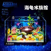 Khối xây dựng bể cá sứa, bể nuôi động vật sống, trang trí cảnh quan đáy đại dương, đồ chơi giáo dục lắp ráp cho trẻ em