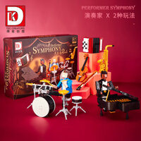 Khối xây dựng đàn piano khối violin lắp ráp nghệ thuật ba chiều giáo dục khối xây dựng đồ chơi
