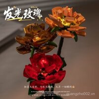 Khối xây dựng hoa hồng phát sáng hoa vĩnh cửu, đồ chơi lắp ráp bó hoa, quà tặng năm mới, quà tặng ngày lễ tình nhân cho bạn gái