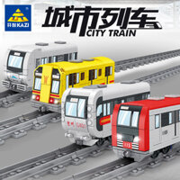 Khối xây dựng KaiZhi, xe lửa thành phố, xe lửa, xe lửa, tàu điện ngầm, mô hình lắp ráp, đồ chơi xếp hình cho bé trai, quà tặng