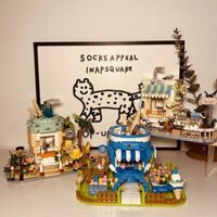 Khối xây dựng Kakao D005, phong cách INS, cảnh đường phố, nhà sữa, nhà kem, nhà bánh, quà sinh nhật cho bé gái