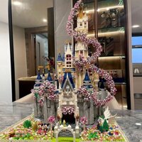 Khối xây dựng lâu đài Sakura Disney kiểu dáng tương tự Xiaohongshu, đồ chơi lắp ráp khổng lồ cho nữ, mô hình xếp hình, quà sinh nhật