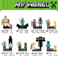 Khối xây dựng Lego tương thích Minifigure Minecraft Mrs. Đồ chơi lắp ráp bộ xương khô vũ khí búp bê Steve O1JB