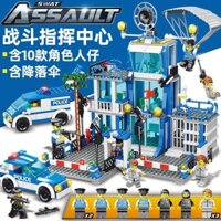 Khối xây dựng Lego tương thích, đài cảnh sát, tàu chiến, xe tăng, đồ chơi giáo dục cho bé trai và bé gái, quà tặng năm mới cho trẻ em 3.5 93Z6