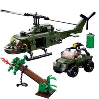 Khối xây dựng Luban mới U1 Huey trực thăng vũ trang đa năng Viper máy bay vận tải hạng nặng đồ chơi lắp ráp máy bay quân sự DT5E