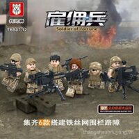 Khối xây dựng mô hình lính sư tử Toby mới, lính đánh thuê, dòng chiến đấu, ngụy trang toàn thân, bộ sưu tập quân sự, đồ chơi lắp ráp hạt nhỏ