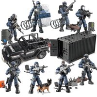 Khối xây dựng mô hình quân đội WWII, tương thích với khớp di động, đồ chơi cho bé trai cảnh sát đặc biệt