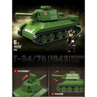 Khối xây dựng mô hình xe tăng T-34/76 WWII, đường ray Sherman, xe bọc thép, đồ chơi giáo dục cho trẻ em, bé trai 8