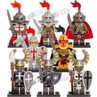 Khối xây dựng MOC Vintage Castle Empire, hiệp sĩ Teutonic, đồ chơi mô hình X0348