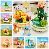 Khối xây dựng Pokemon DARON, Pikachu Charmander Pikachu Trồng Gạch hoa trong chậu, Gạch đồ chơi Squirtle Nhựa Đồ chơi mô hình Pokemon Chậu hoa Đồ chơi mô hình Trang trí nhà cửa