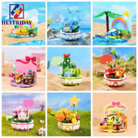 Khối xây dựng Pokemon NOVAFLUX, Pikachu Charmander Pikachu Trồng Gạch hoa trong chậu, Nhựa Squirtle có thể di chuyển Cây Pokemon Chậu hoa Đồ chơi mô hình trang trí nhà cửa