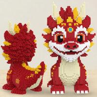 Khối xây dựng rồng lửa mới, hạt nhỏ, đồ chơi giáo dục lắp ráp cho bé trai và bé gái, quà tặng mới, câu đố rồng Trung Quốc [ljs]