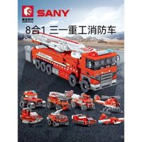 Khối xây dựng Senbao, mô hình lắp ráp xe cứu hỏa phản lực, thang cứu hỏa, máy bay trực thăng cứu hộ, đồ chơi cho bé trai