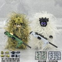 Khối xây dựng tương thích, bộ đồ ghillie quân sự địa hình, ngụy trang tuyết, khối xây dựng mô hình lực lượng đặc biệt, đồ chơi lắp ráp cho trẻ em