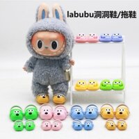((Không bao gồm búp bê) 17cm Mặt dây chuyền Macaron labubudu Dép sandal búp bê Dép labububu Phụ kiện búp bê BJD Puppy Hole Shoes ob11 Giày búp bê
