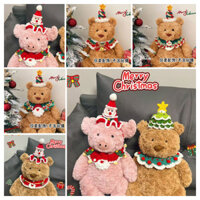 ((Không bao gồm búp bê) Jellycat Barcelona Bear Phụ kiện quần áo Giáng sinh Búp bê gấu Quần áo trẻ em Gấu Barcelona Mũ khăn nước bọt Búp bê gấu dễ thương Trang phục Giáng sinh cho bé gái Quà tặng Giáng sinh cho trẻ em