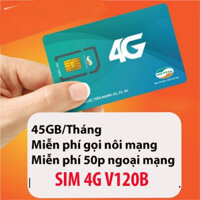 [Không Cần Đăng Kí Chính Chủ]Sim 4G Viettel ngày gói V120B khuyến mãi 45GB/Tháng miễn phí gọi nội mạng liên mạng 50 phút