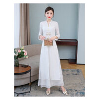 [KHÔNG CÓ SẴN-ORDER] Bộ pháp phục đồ lam đi lễ chùa, áo dài cách tân sườn xám trung hoa