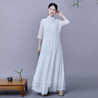 [KHÔNG CÓ SẴN-ORDER]Áo dài sườn xám cách tân kiểu trung hoa trang phục đi lễ pháp phục