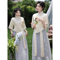 [KHÔNG CÓ SẴN [Order]CÓ ẢNH THẬT BỘ set tiểu thư lễ phục phù dâu trung hoa trung quốc, đầm đi tiệc cưới