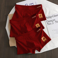 [Không dễ khái niệm màu sắc] Quần lót nam rắn năm Benming Cotton nguyên chất giữa eo Boxer Thanh niên Đám cưới thoáng khí Boxer Bé trai Quần lót màu đỏ20250109