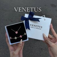 [Không đen gỉ] Set 2 dây chuyền vòng tay titan cỏ 4 lá màu hồng mạ vàng [Tặng hộp + hoa kẽm mini]