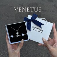 [Không đen gỉ] Set dây chuyền vòng tay titan cỏ 4 lá đính đá siêu xinh [Tặng hộp + hoa kẽm mini]