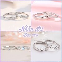 [KHÔNG GỈ] Nhẫn Đôi Bạc S925 Cao Cấp, Tuỳ Chỉnh Size, Nhẫn cặp bạc nam nữ tình yêu thời trang nhiều mẫu xinh xắn