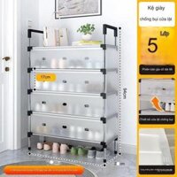 [không giá ảo][Hàng nhập ko phải gia công]Kệ giày dép 5 tầng có vách ngăn chống bụi khung thép
