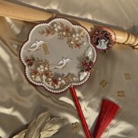 (Không gồm kệ)Quạt tròn cổ trang quạt hỉ cô dâu
