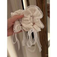 Không khí hơi ngọt ngào~ Dây buộc tóc lớn kiểu Hàn Quốc với nơ nhẹ nhàng cho phụ nữ, dây buộc tóc bằng ruy băng hồng cao cấp