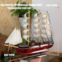 [Không lắp ráp] Mô hình tàu thuyền gỗ trang trí nhà cửa trang trí phong thủy thuận buồm xuôi gió - Dài 32cm - buồm trắng