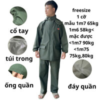 [không ngấm-1 cỡ] bộ áo mưa cao su nặng 1.6kg-1.75kg  polyme ép nhiệt chung cỡ