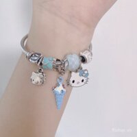 Không phai ins nữ Mori bạc Sterling cảm giác cao cấp thích hợp thiết kế Hello Kitty vòng tay vòng tay quà tặng sinh nhật bạn gái