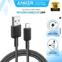 [KHÔNG SD CHO IPHONE 14 SERIES TRỞ XUỐNG] Cáp Sạc Anker Nylon Cable 322 USB to USB-C Dài 1.8M - A81H6