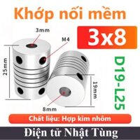 Khớp nối mềm D19-L25 3x8mm, Khớp nối mềm trục hợp kim nhôm