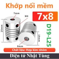 Khớp nối mềm D19-L25 7x8mm, Khớp nối mềm trục hợp kim nhôm