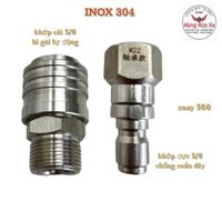 Khớp nối nhanh bi gài tự đông 3/8 và chống xoắn dây cho máy rửa xe INOX304 (ren 22 -14mm và ren 22 -15mm)