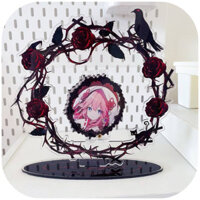 Khung Acrylic Dark Rose Đựng Pin/Card Tròn | Toploader Xoay Đựng Card Hình Ảnh Idol Anime Standee