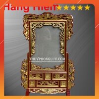 Khung ảnh bàn thờ chiện hoa mai gỗ mít cỡ hình 40x60