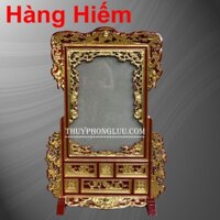 Khung ảnh bàn thờ chiện hoa mai gỗ mít cỡ hình 40x60