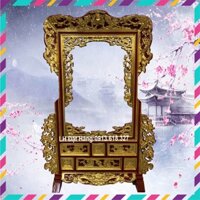 Khung ảnh bàn thờ cỡ 40x60 kiểu mai hoa sơn son gỗ mít