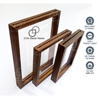 Khung ảnh để bàn 2 mặt mica, khung ảnh handmade màu nâu rustic (gỗ thông tự nhiên sơn màu gốc nước )