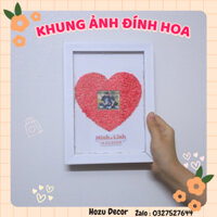 khung ảnh đính hoa trái tim, quà tặng người yêu, khung ảnh HANDMADE
