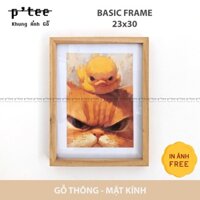 Khung ảnh gỗ 23x30 - Khung hình gỗ thông mặt kính khung tranh treo tường - Woodframe by P'Tee