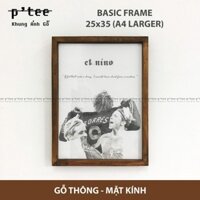 Khung Ảnh Gỗ Basic 25x35 Stain Nâu - Khung hình gỗ thông mặt mica trang trí treo tường để bàn Wood Frame by P'Tee