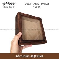 Khung Ảnh Gỗ Box-2 15x15 - Khung Hình Hộp Gỗ Thông Mặt Kính Trang Trí Handmade Treo Tường Để Bàn - Wood Frame by P'Tee