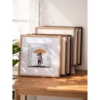 Khung ảnh gỗ nguyên khối gắn tường, tranh thư pháp Trung Quốc, thêu chữ thập, hình vuông 16 18 20inch LZ53