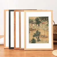 Khung ảnh gỗ rắn treo tường màu gỗ nguyên bản Khung Tranh Gắn a4 hiển thị A3 Ký Họa Poster Tranh sơn dầu Khung trống 8K mở 4k tùy chỉnh NVHB