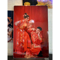 Khung ảnh gỗ tráng gương pha lê khổ lớn để cổng cưới 50x75cm , 60x90cm